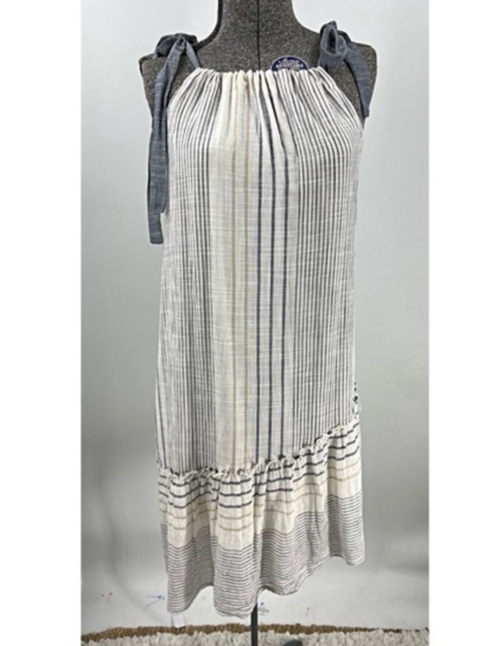 Maeve by Anthropologie cotton  striped asymmetrical  button accent dress M